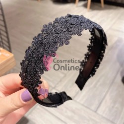 Bentita deosebita pentru par din Dantela lata BTP087OO Neagra